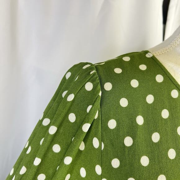 Reformation Edamame Green Carolena Polka Dot Midi Dress size 12 women - Picture 9 of 16